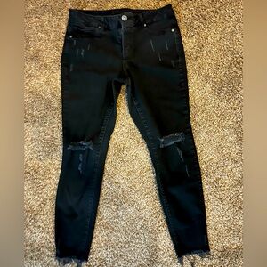KUT from the kloth brand black distressed ankle crop jeans